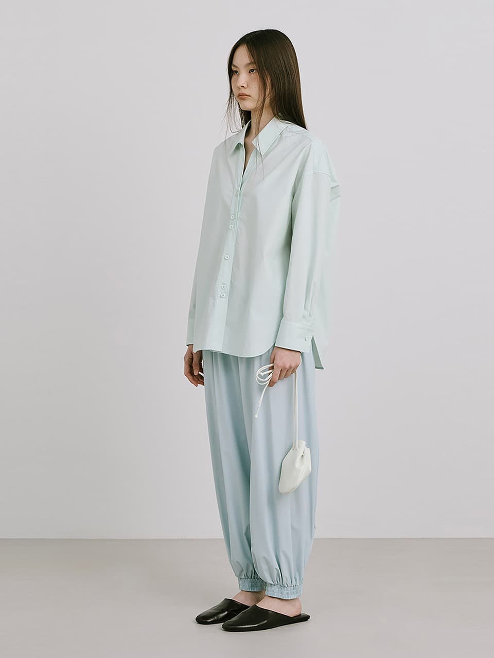 Shirred Moon Jar Pants — Light Blue — vue 7