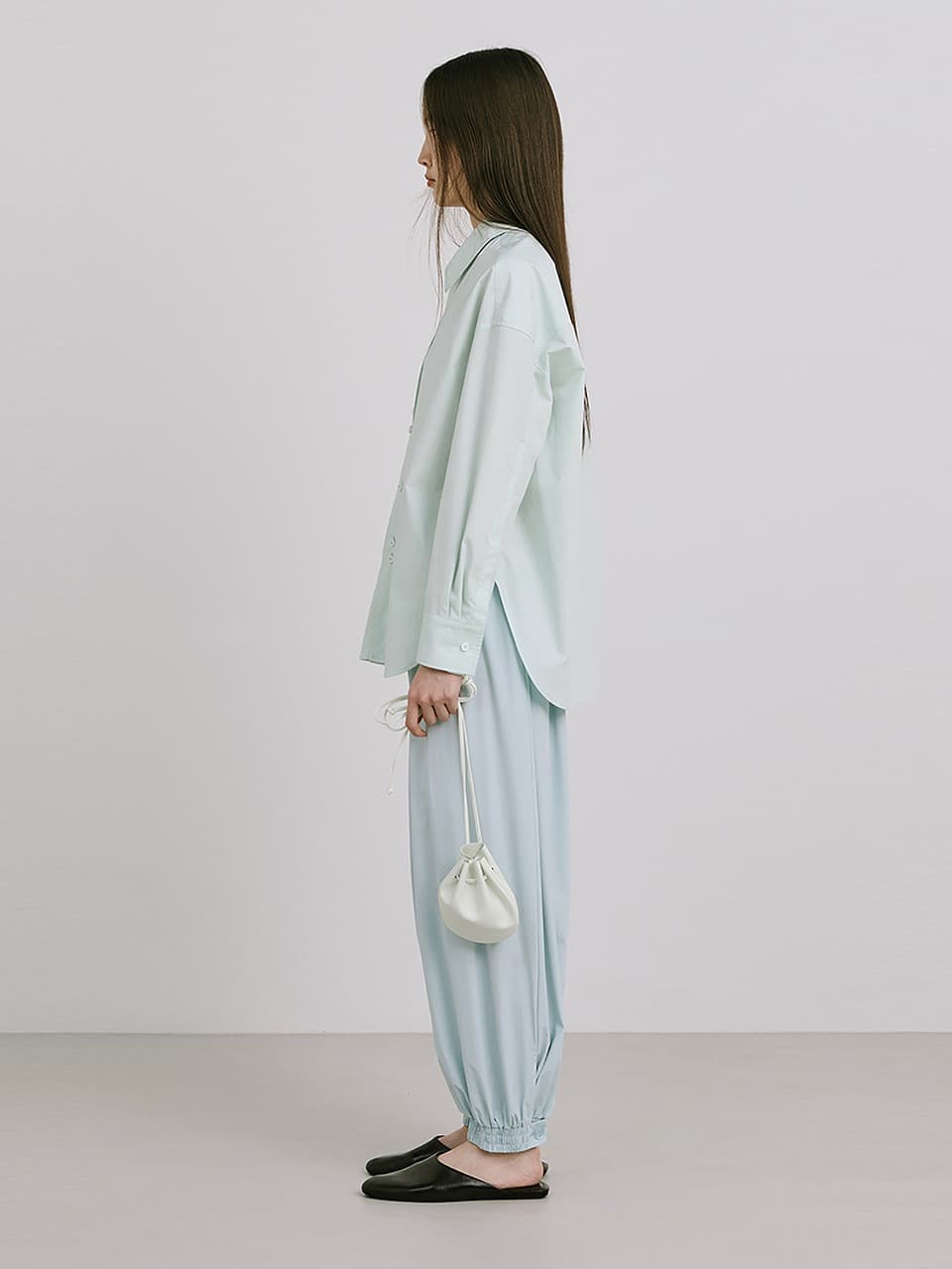Shirred Moon Jar Pants — Light Blue — vue 8