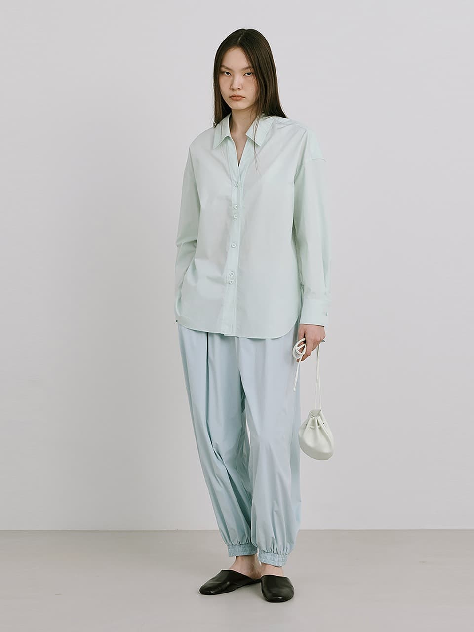 Shirred Moon Jar Pants — Light Blue — vue 9