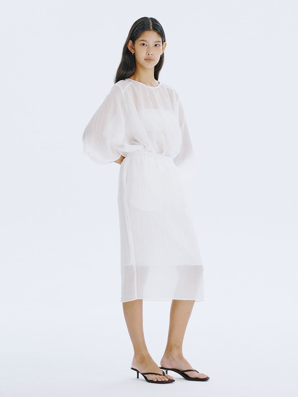 Sheer Banding Skirt — White — vue 2
