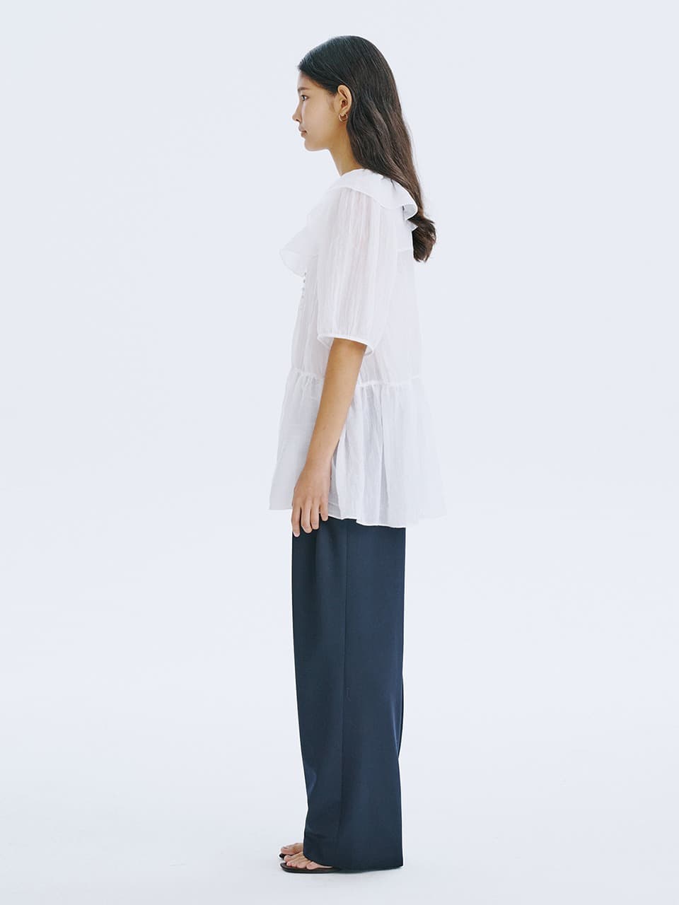 See-Through Oversized shirred blouse — White — vue 5