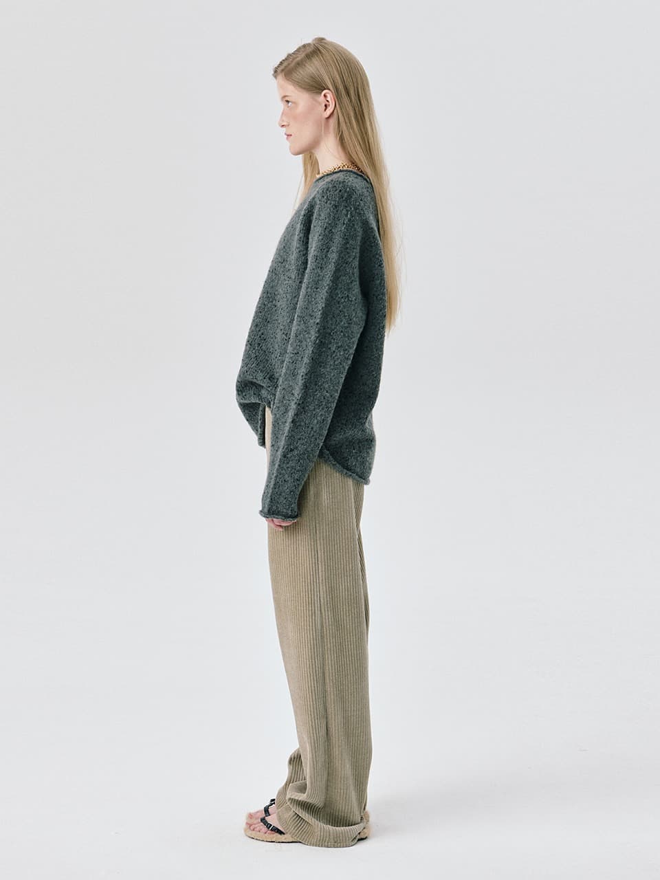 Corduroy Straight Pants — Khaki — vue 2