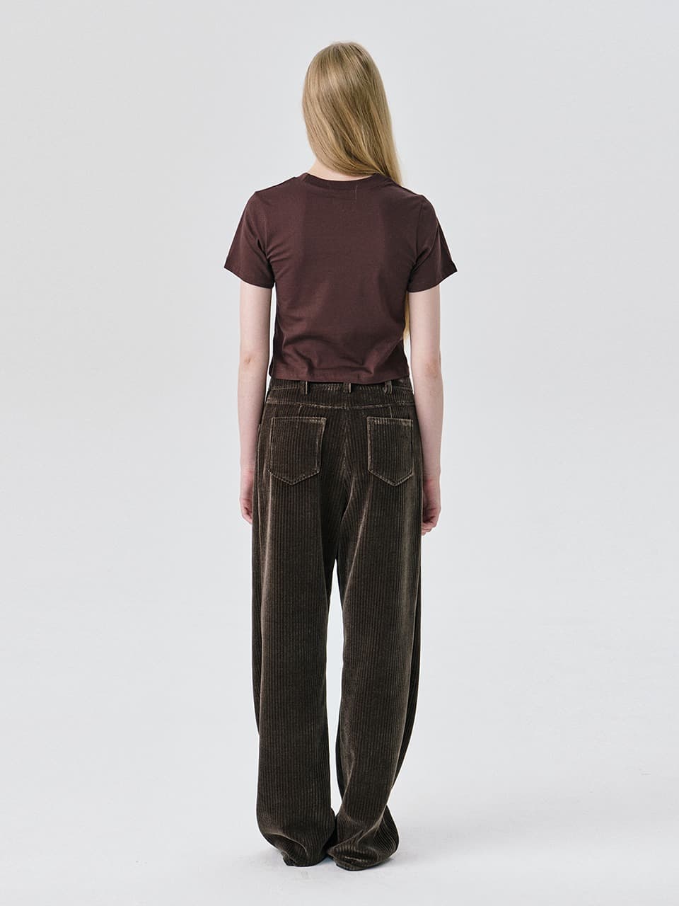 Corduroy Straight Pants — Brown — vue 3