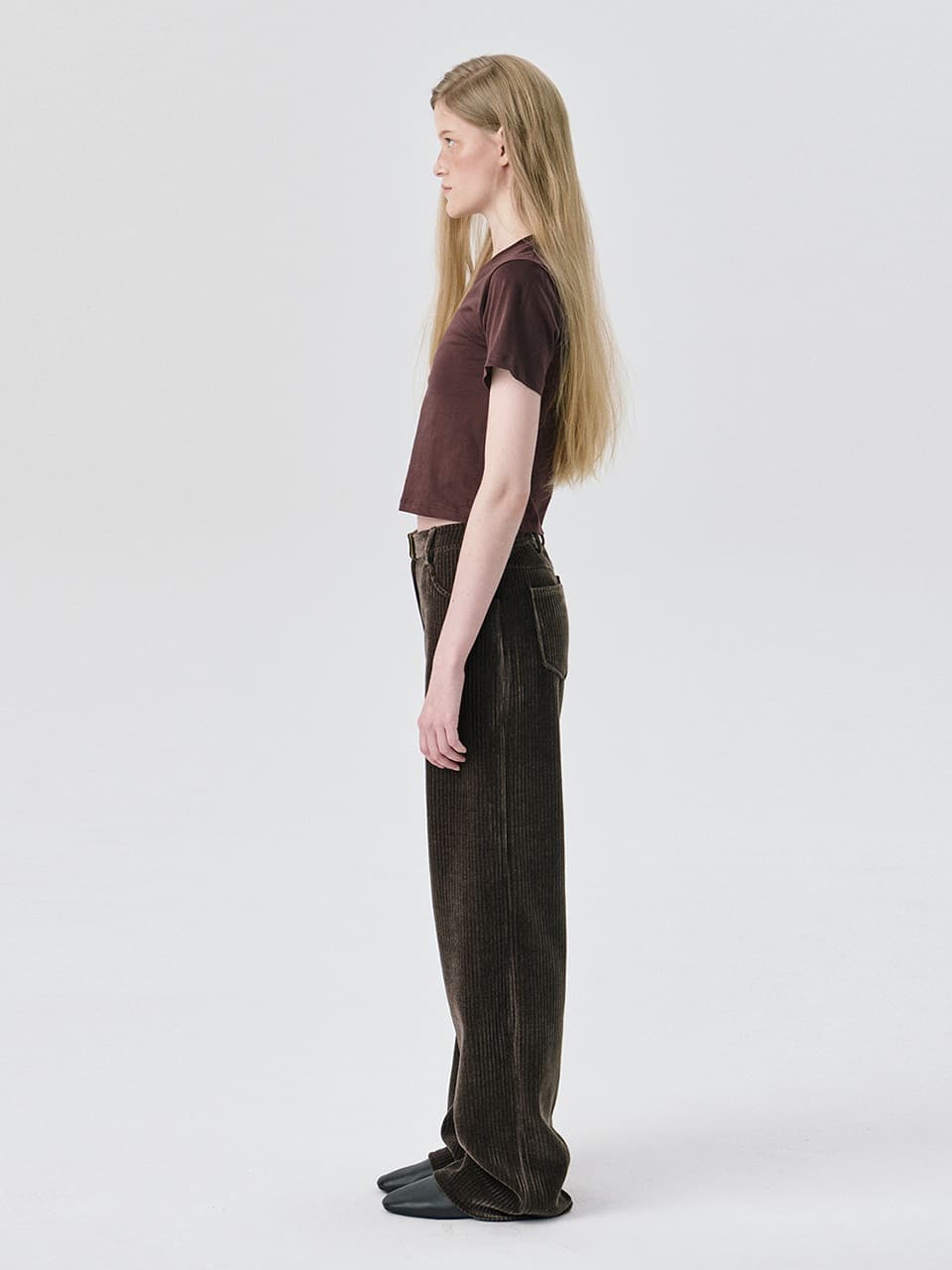 Corduroy Straight Pants — Brown — vue 4