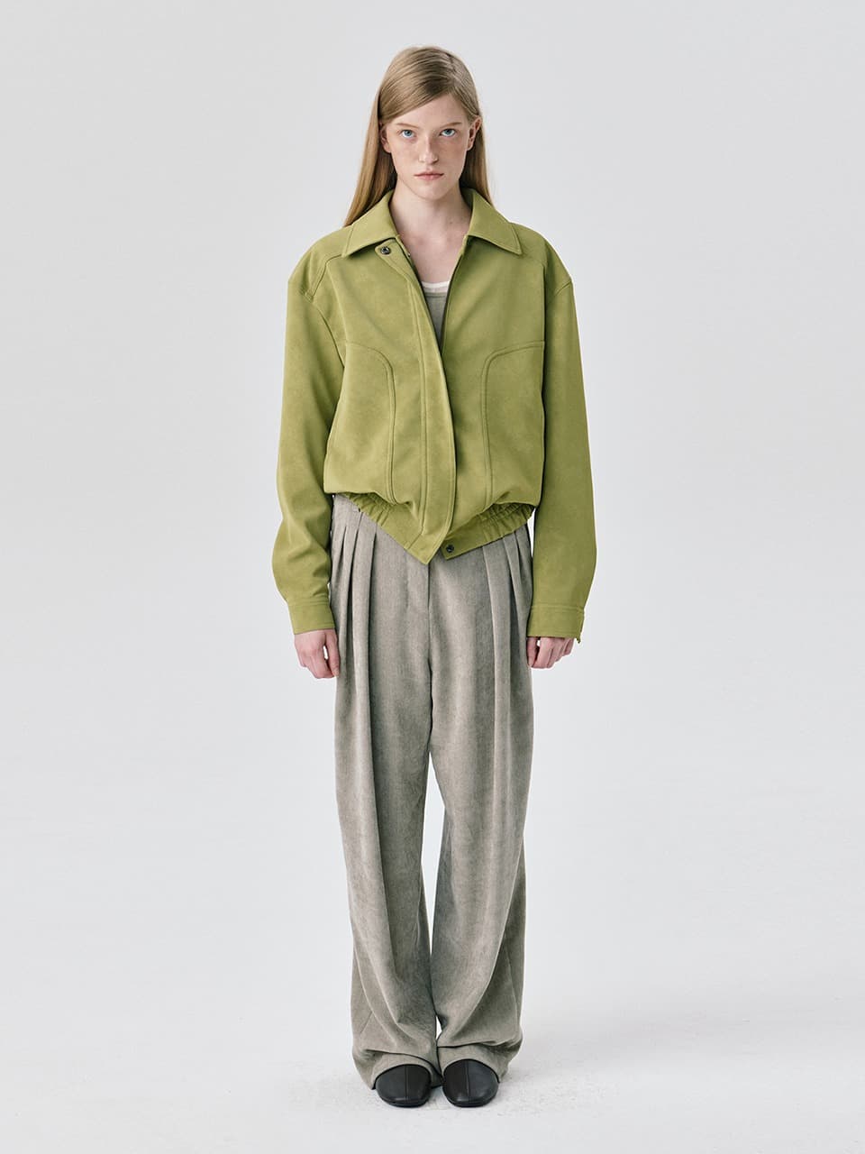 Soft Suede Seam Jumper — Olive — vue 2