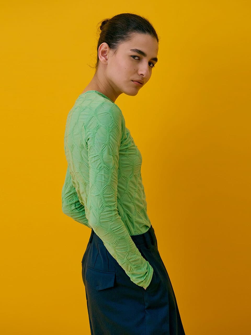 Crinkle T-Shirt — Light Green — vue 2