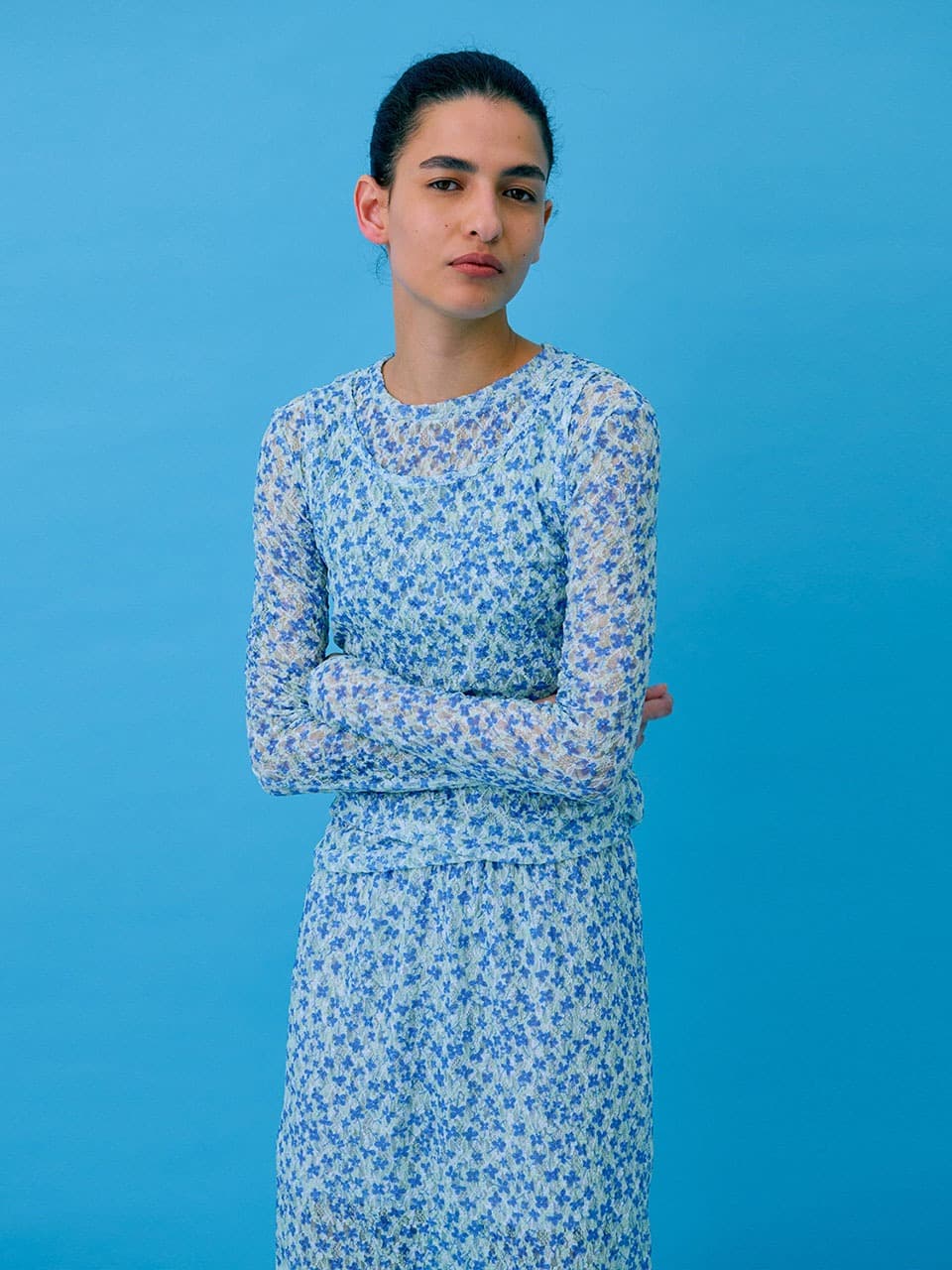Floral Sleeveless — Light Blue — vue 8