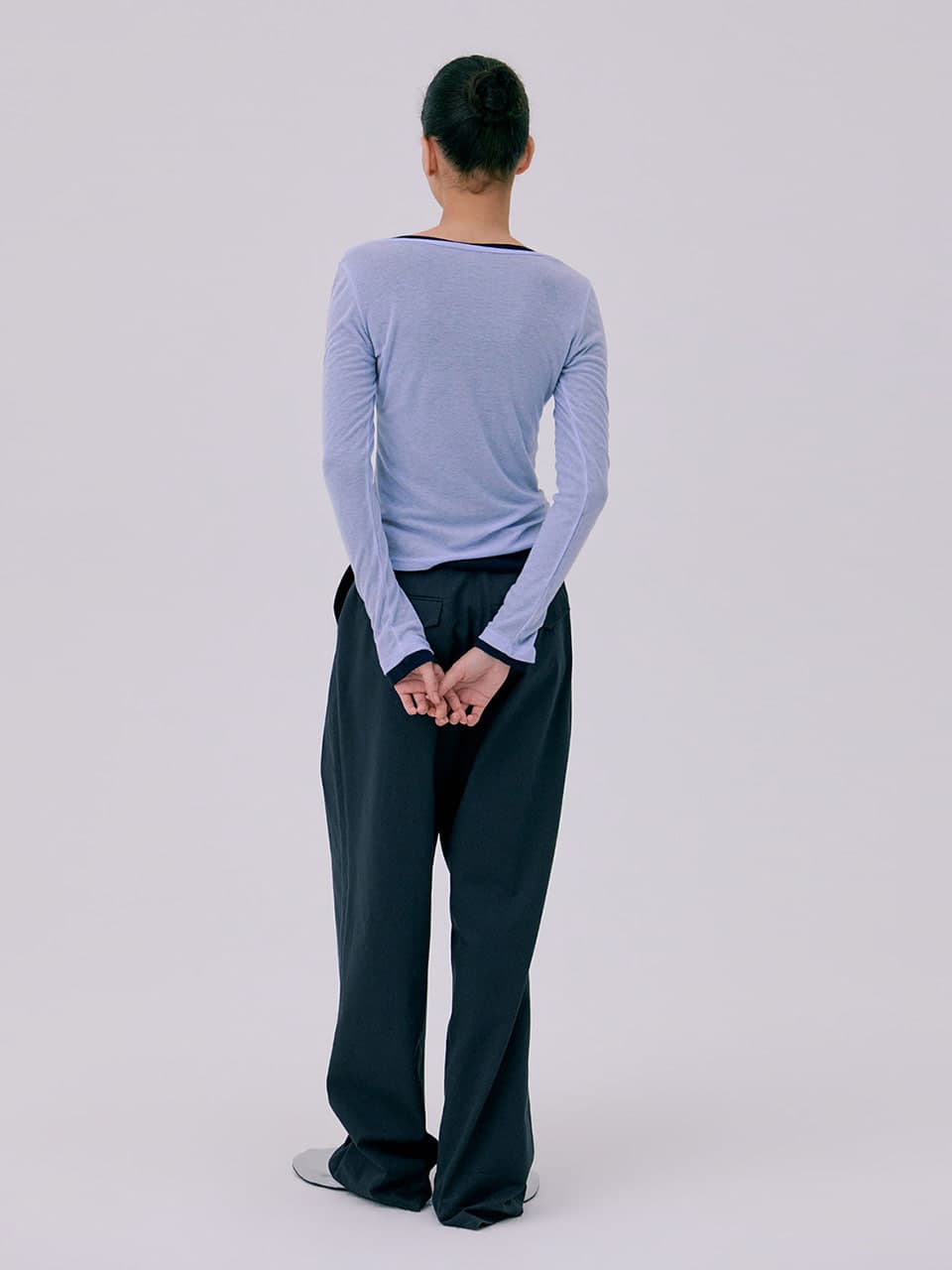 26 U neck Sheer T-shirts — Light Blue — vue 4