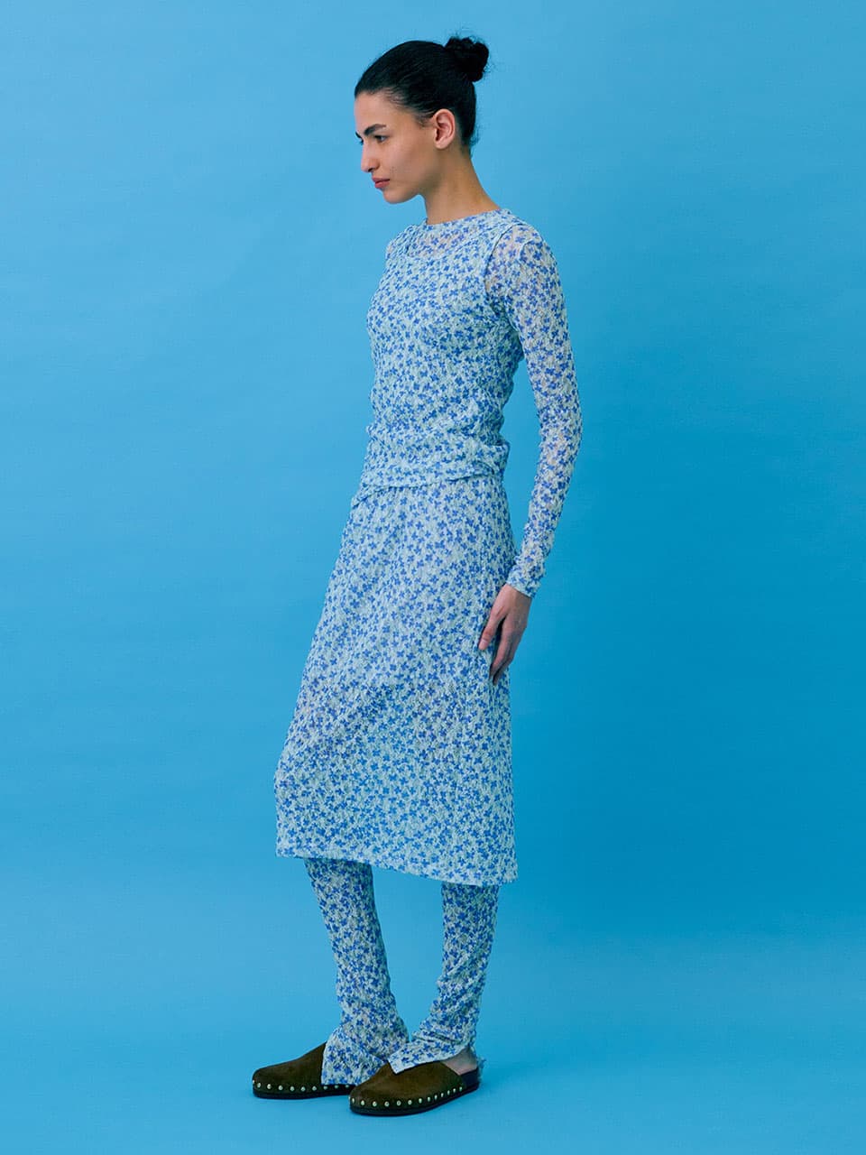 Floral Skirt — Light Blue — vue 6