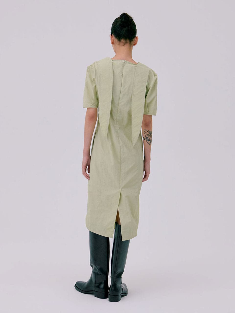 Puff sleeve dress — Light Khaki — vue 2