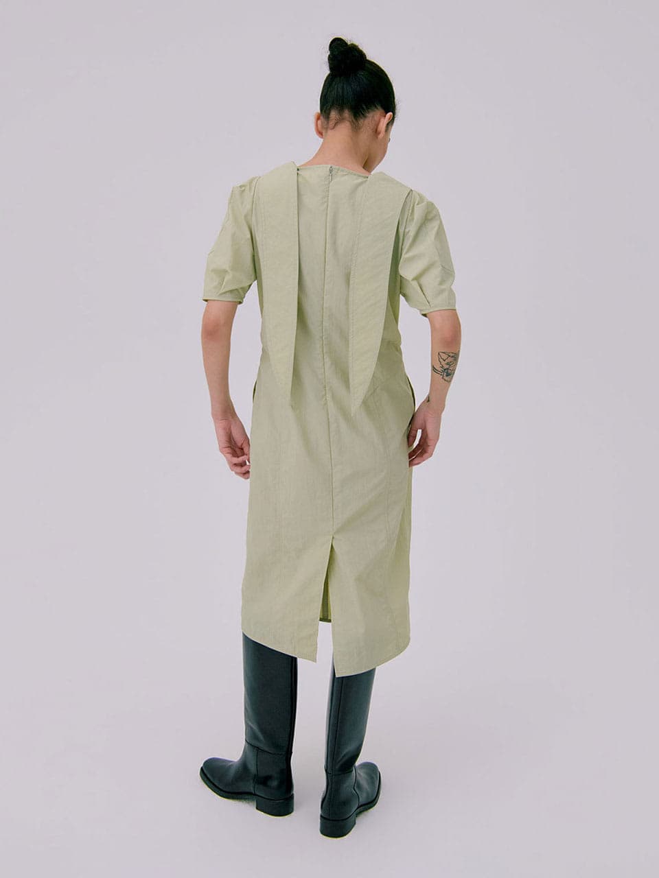 Puff sleeve dress — Light Khaki — vue 10