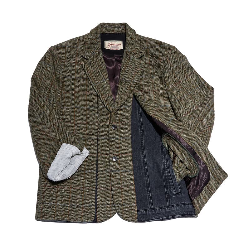 Veste hybride Harris Tweed — Chevrons kaki — vue 2