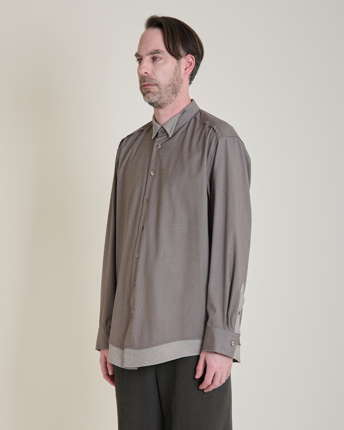 Wing-Tip Collar Shirt (brown) — vue 2