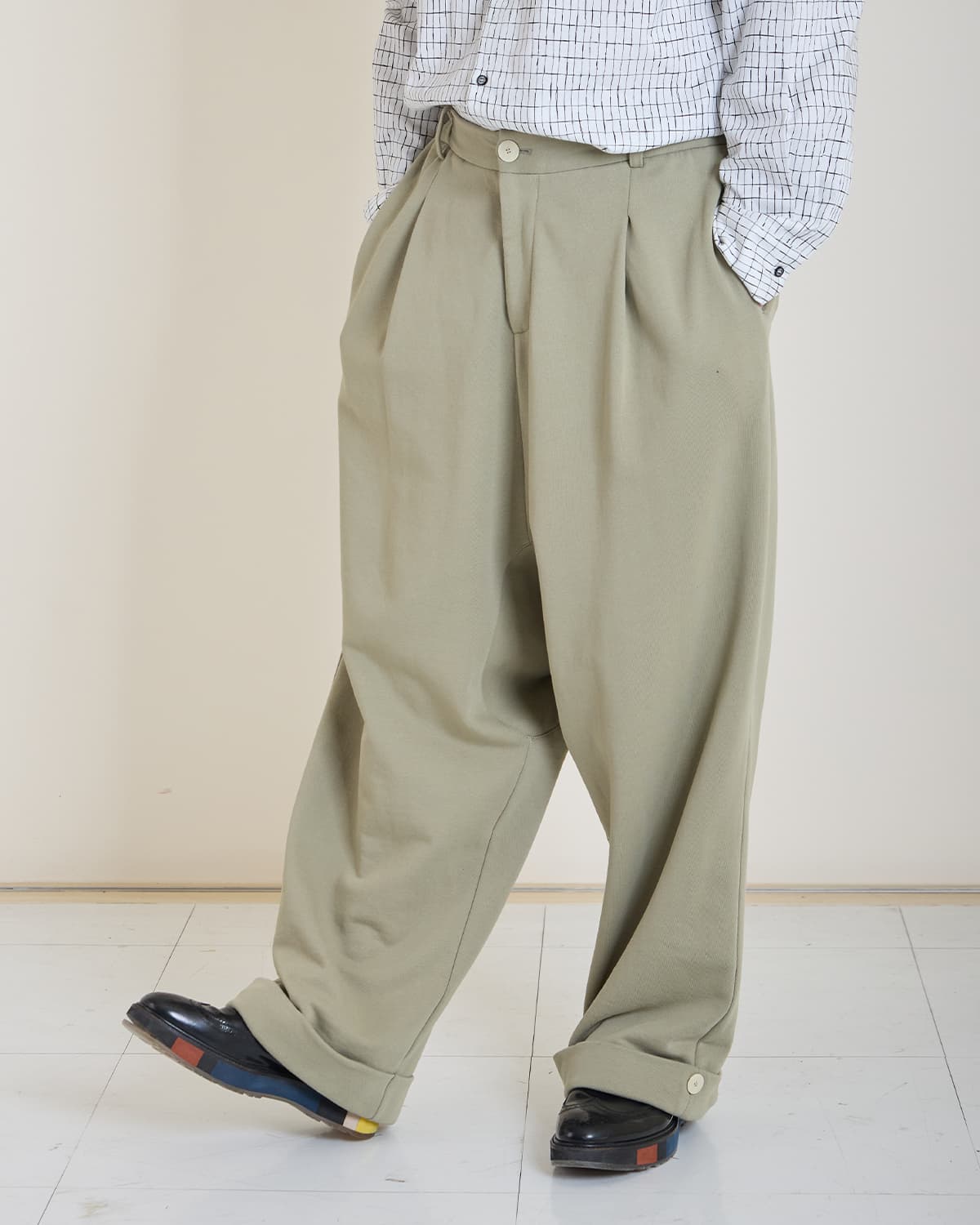 eco-Wide Baggie Trousers (olive) — vue 5