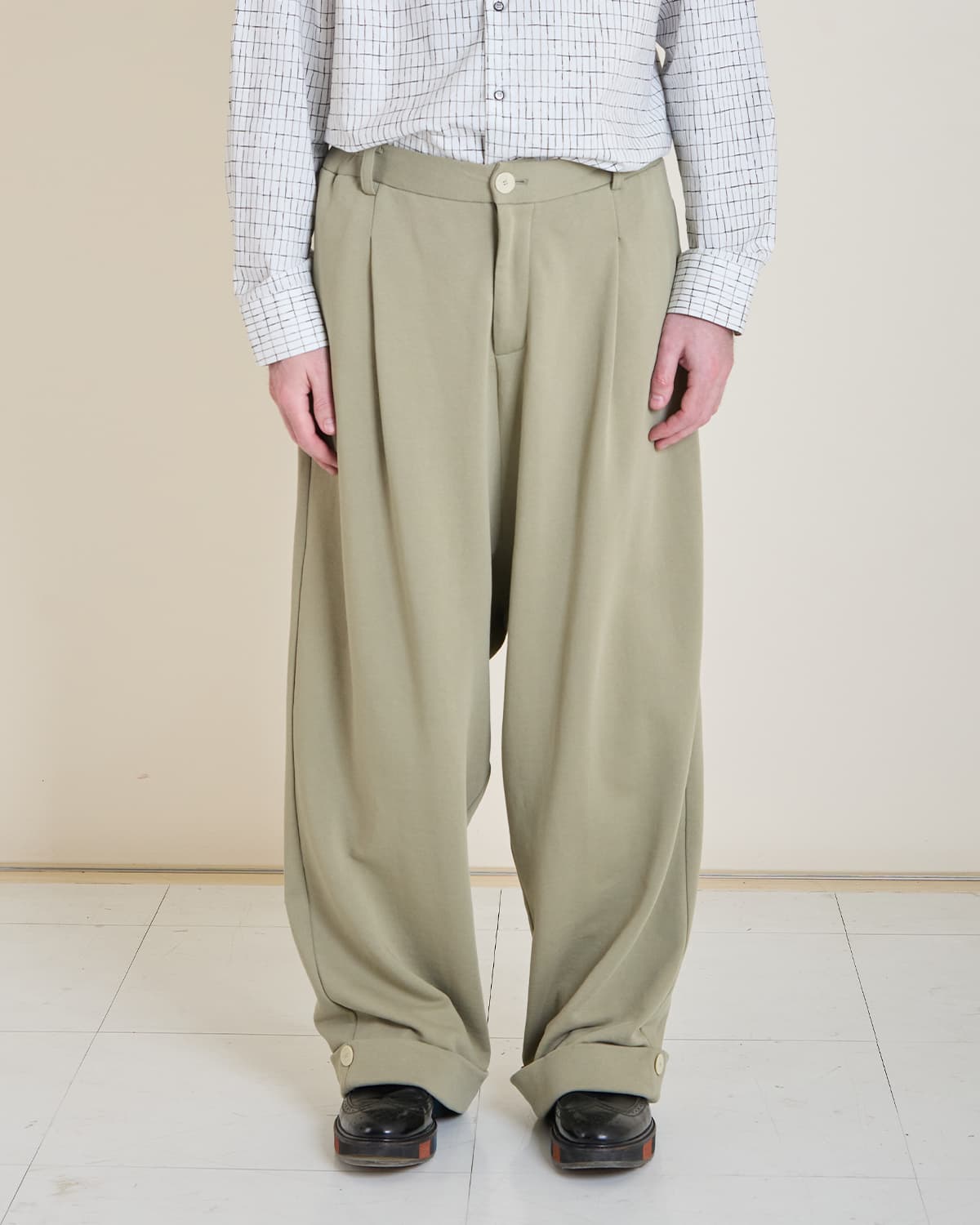 eco-Wide Baggie Trousers (olive) — vue 1
