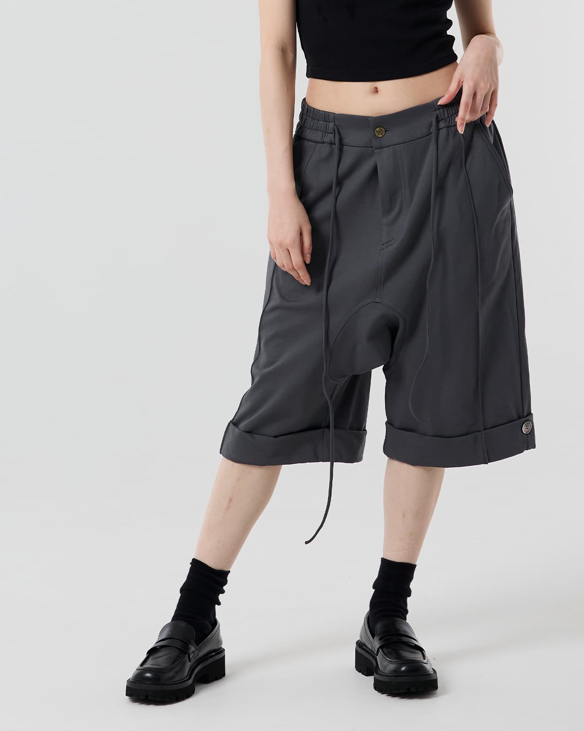 Short Baggie Trousers – dark grey — vue 5