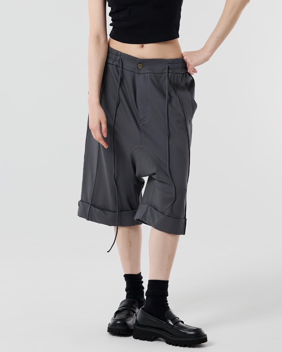 Short Baggie Trousers – dark grey — vue 7