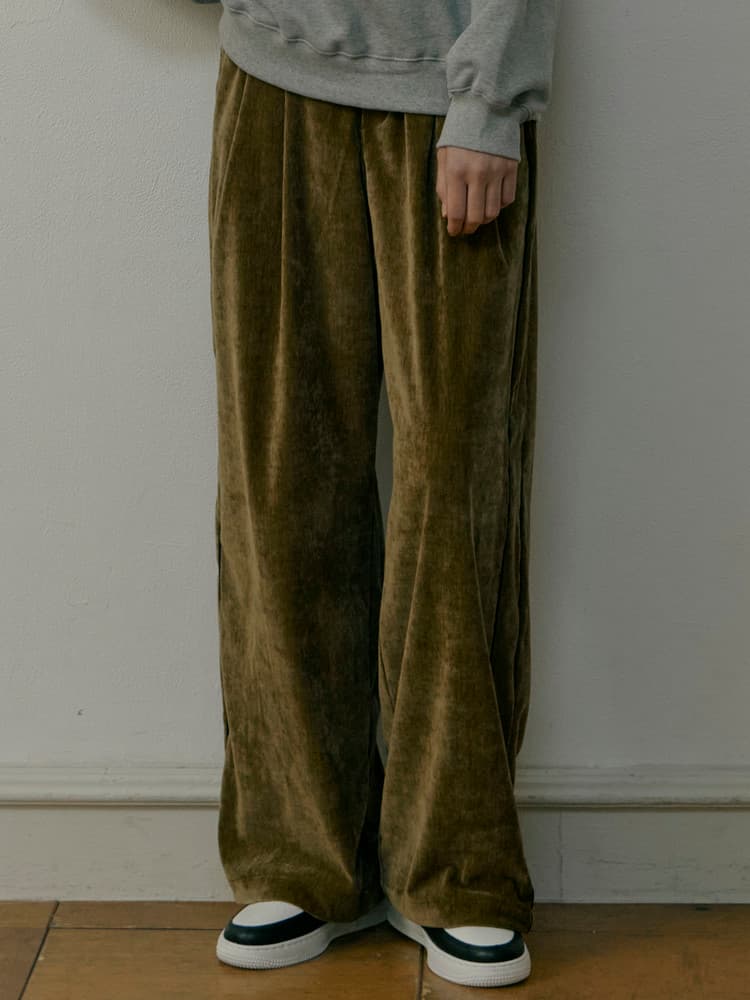 Velvet Wide Pants (Olive Green) — vue 1