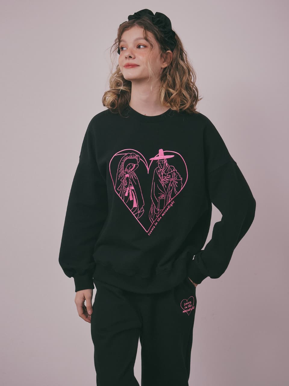 Lovers in the Moonlight Fleece Sweat Set-Up (Black) — vue 11