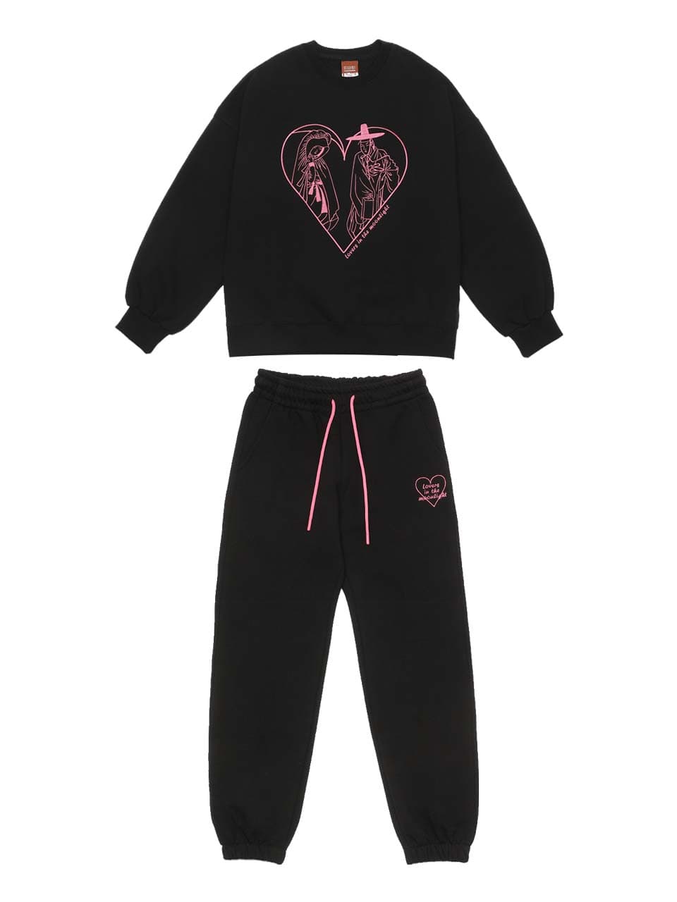 Lovers in the Moonlight Fleece Sweat Set-Up (Black) — vue 3