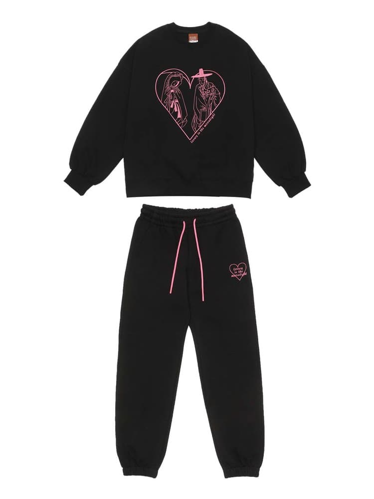 Lovers in the Moonlight Fleece Sweat Set-Up (Black) — vue 1