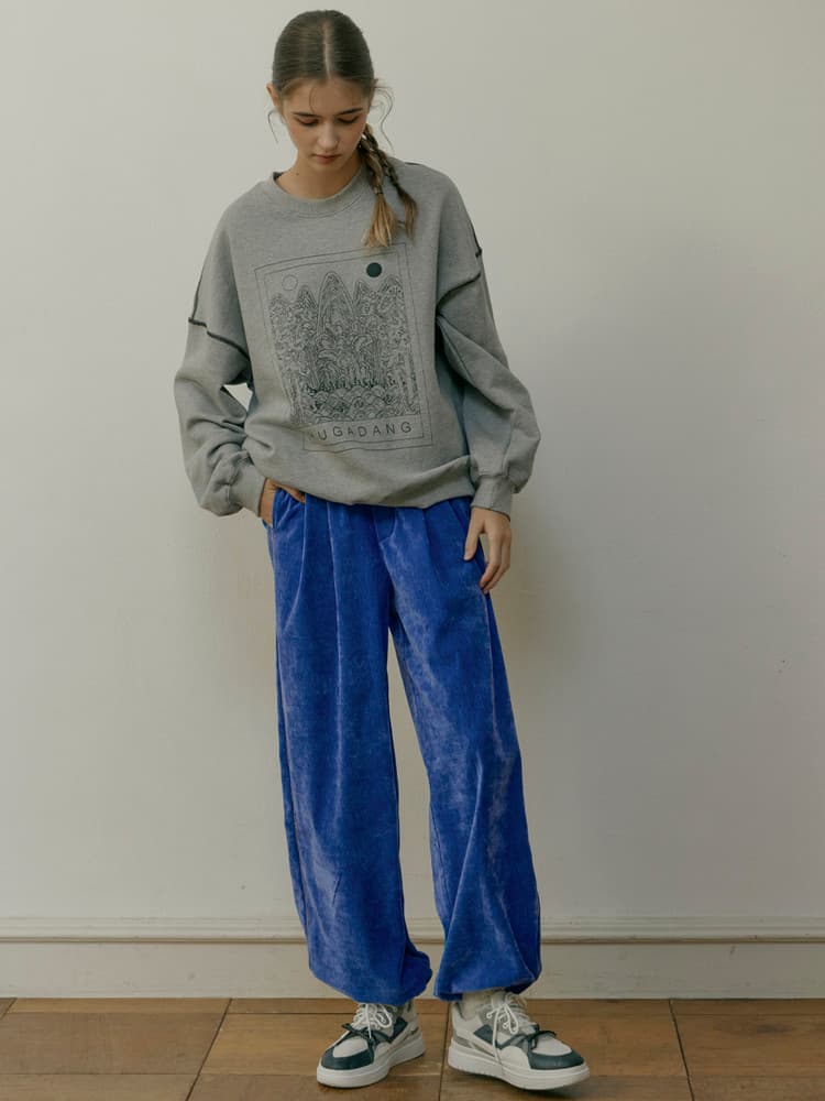 Velvet Wide Pants (Blue) — vue 4